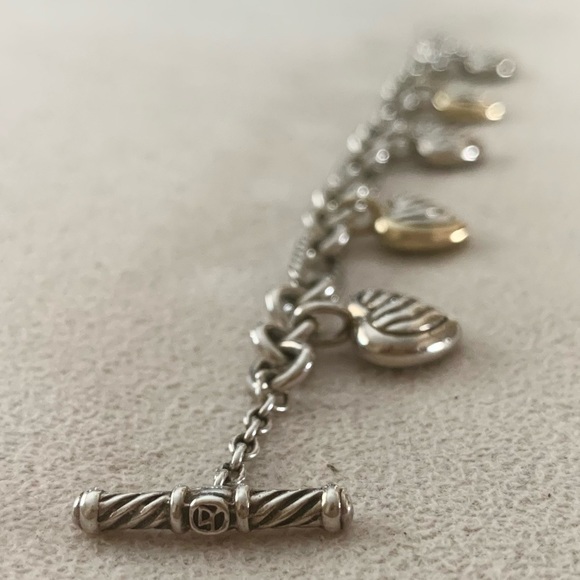 Vintage 18k David Yurman 5 hearts charm bracelet gold & silver.. - Picture 4 of 15